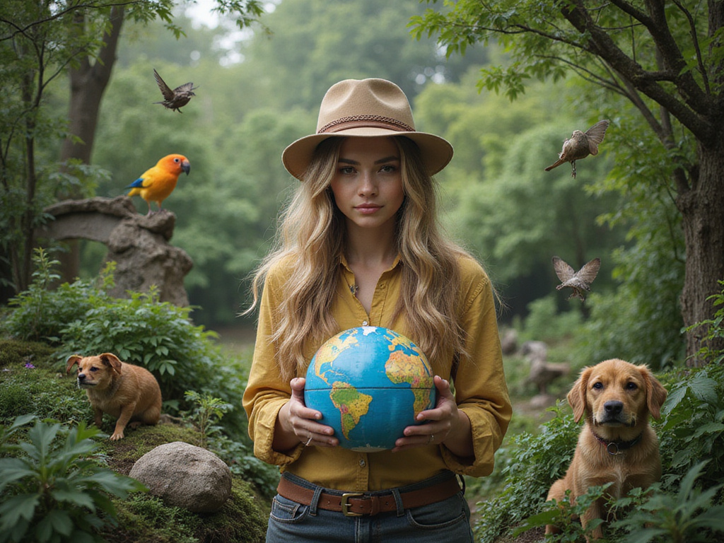 Spanish biodiversity depiction in a lush natural habitat