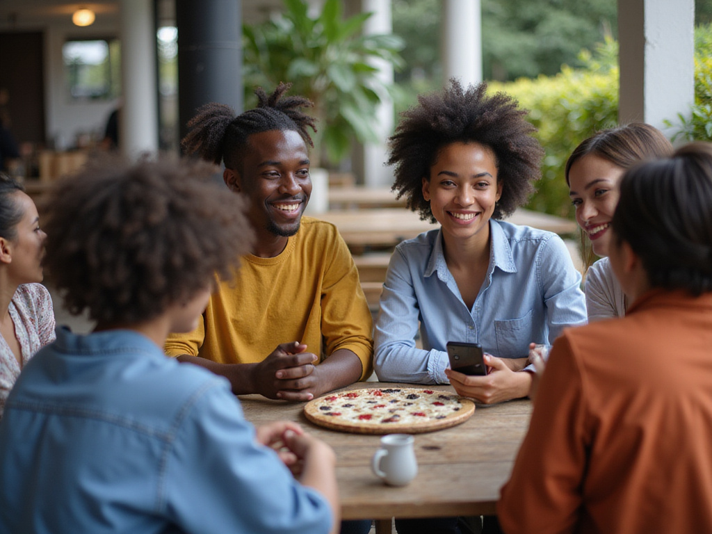 Grupo diverso discutiendo qué jugó caribeña día en ambiente casual