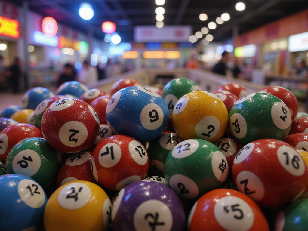 Vibrant Sinuano Noche lottery game balls in Spanish store