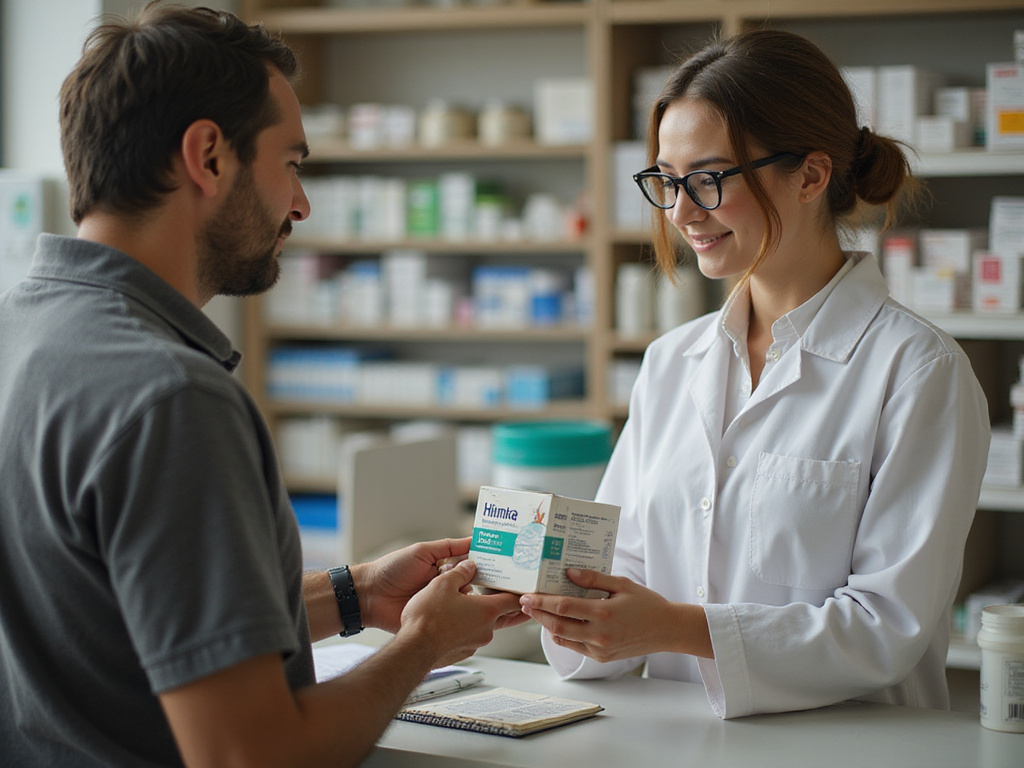 Farmacéutica entregando medicamento bueno para la tos a cliente