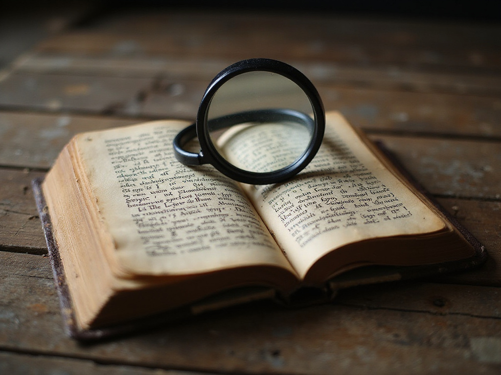 Analizando un antiguo libro de mitos con una lupa