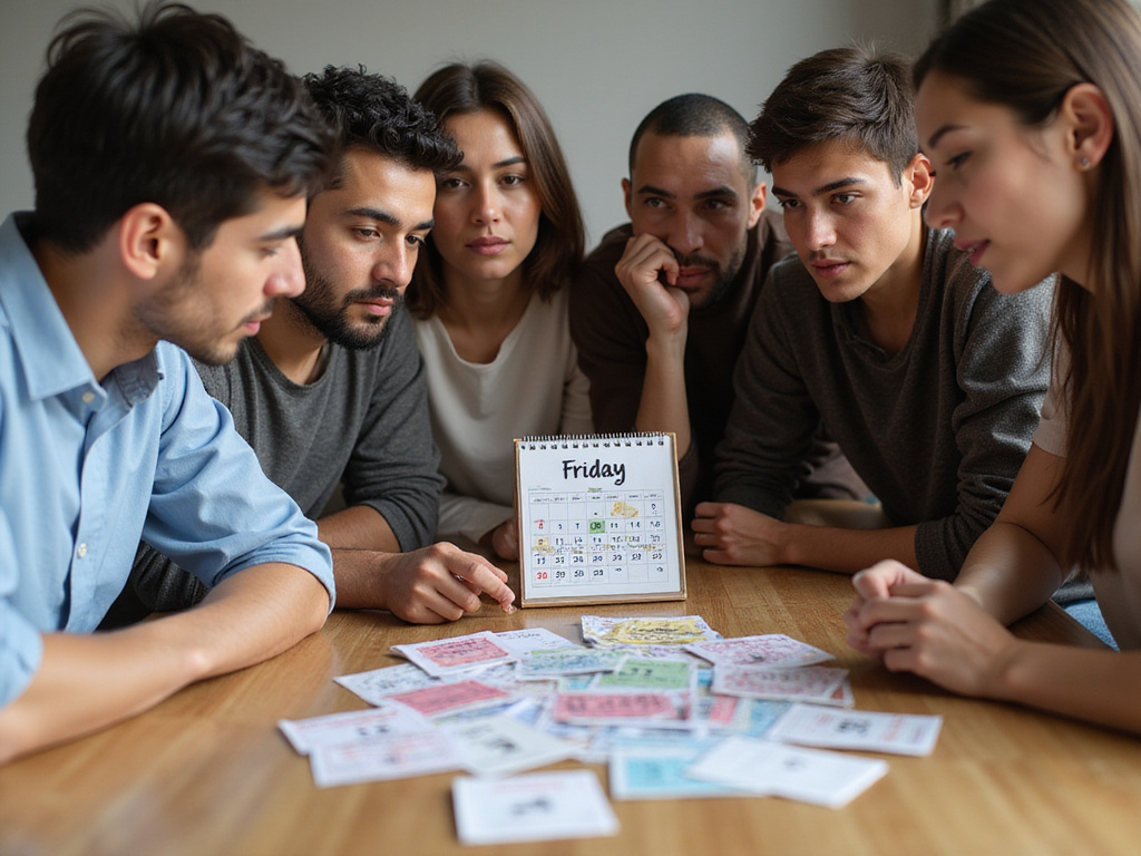 Spanish speakers excitedly checking Friday lottery tickets