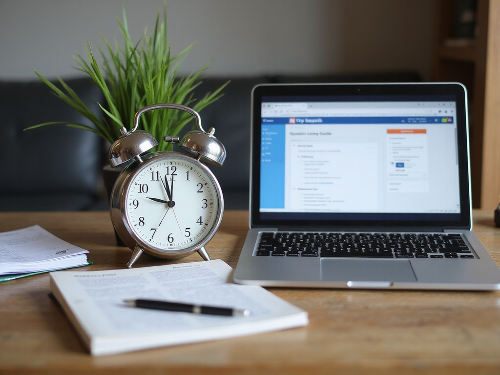 Spanish learning setup with qué hora es on laptop screen