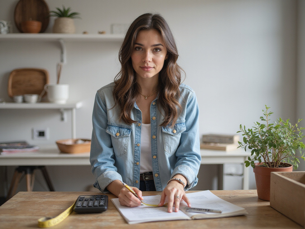 Person calculating distance and height using different measurement units in Spanish context