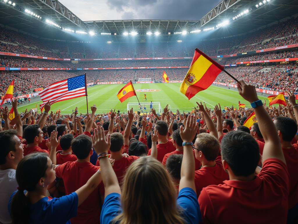 Vibrant multicultural soccer match, qué partidos juegan hoy atmosphere