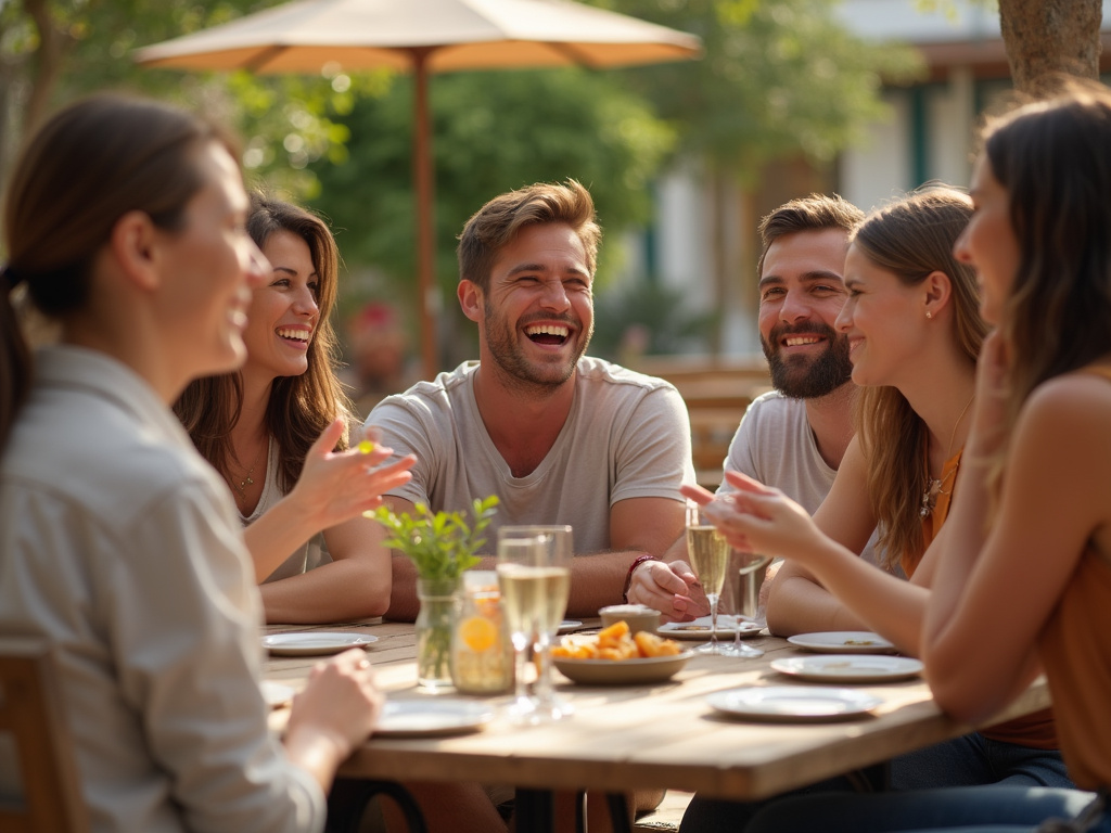 Midday gathering in Spain embodying diverse expressions of qué pasó