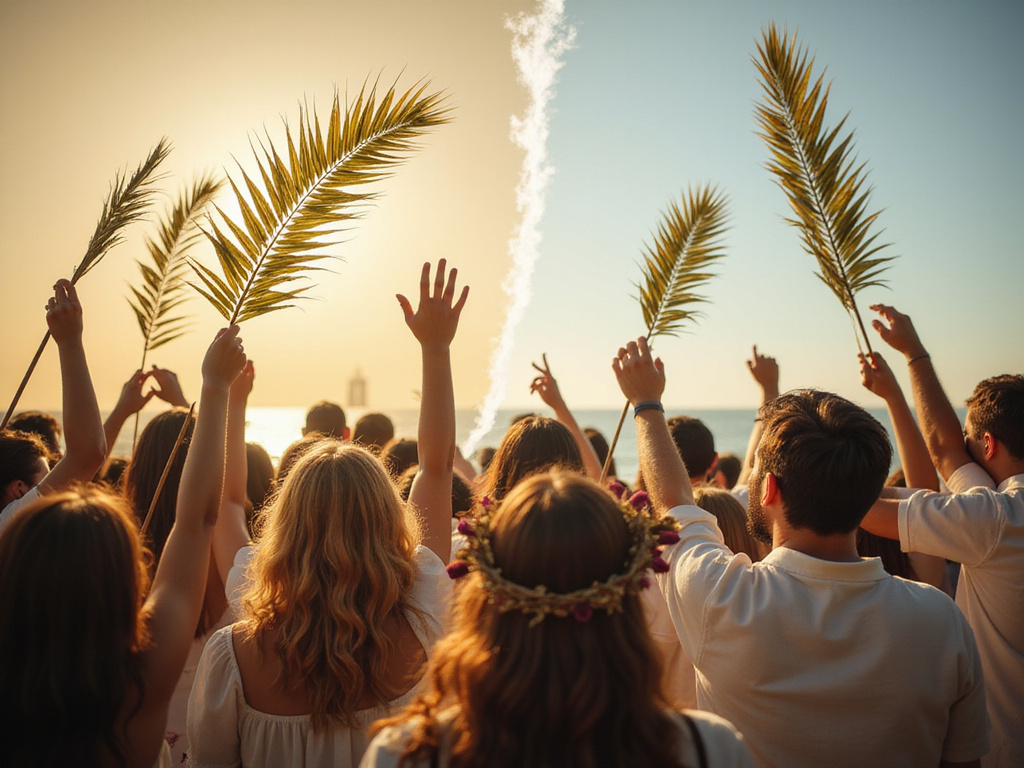 Domingo de Ramos con símbolos de triunfo y pasión diverso