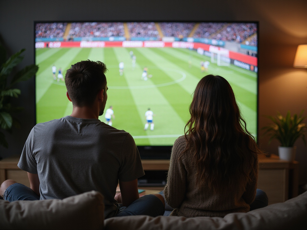 Excited individuals watching qué partidos hay hoy on large TV