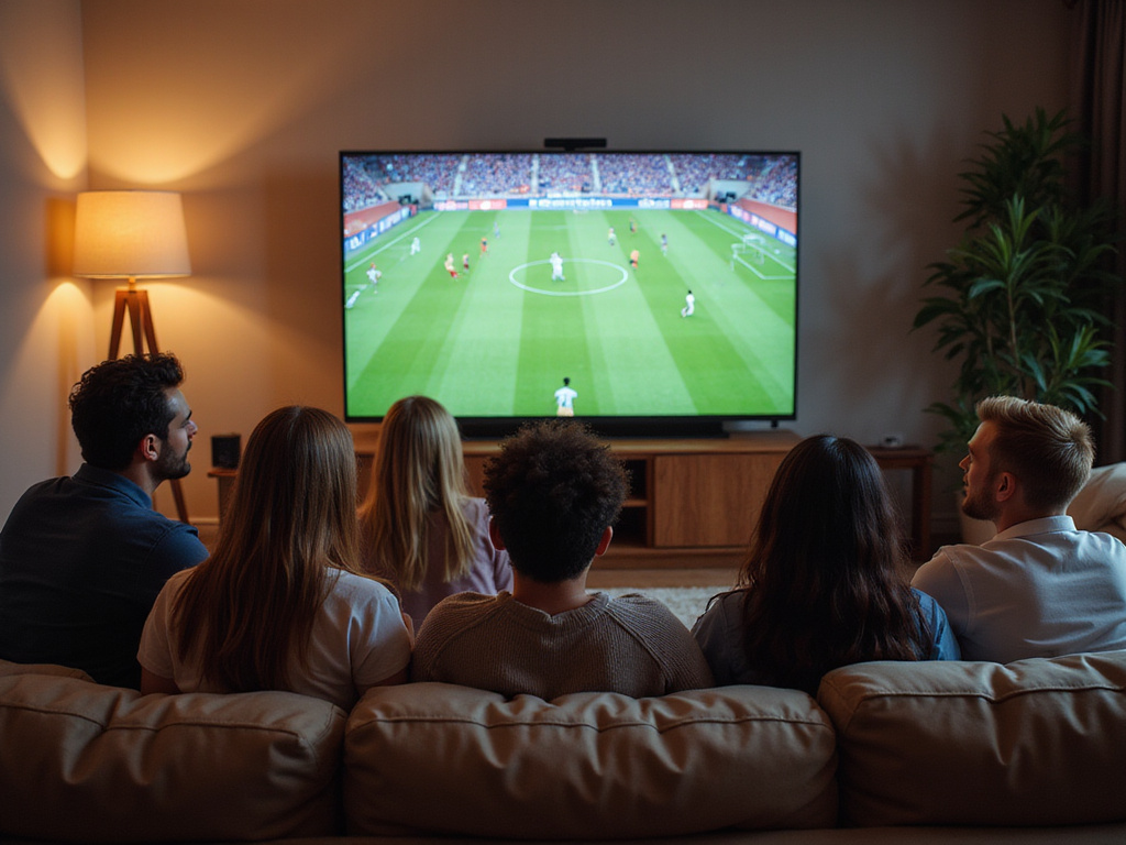 Diverse group watching qué partidos juegan hoy on TV