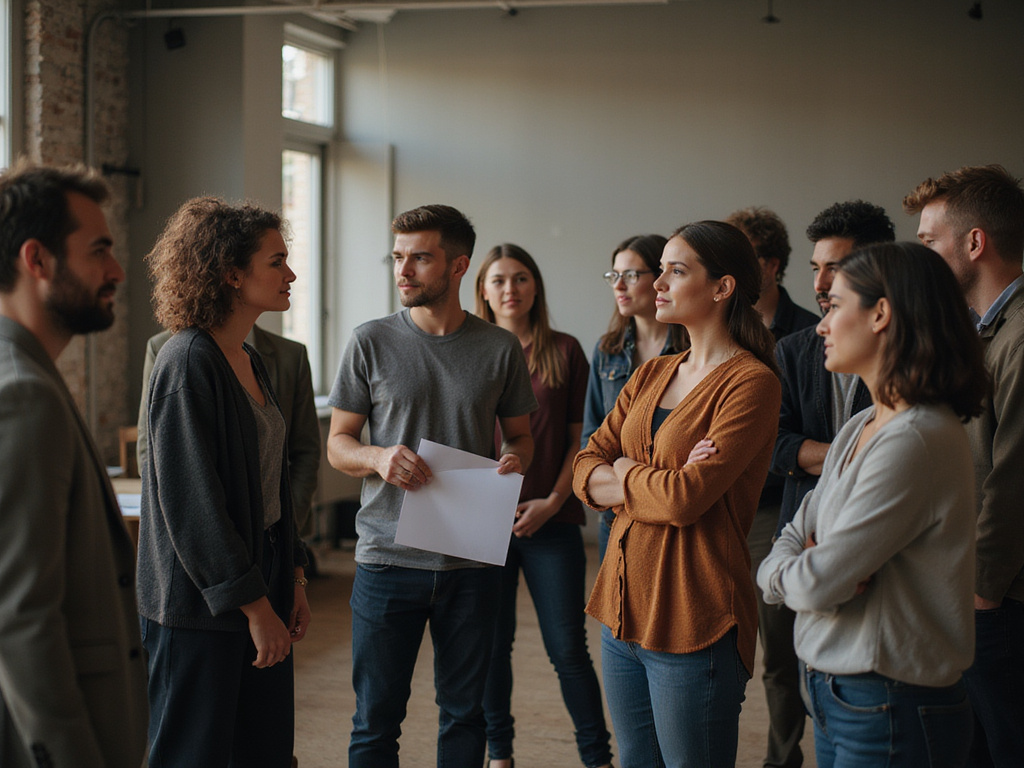 Diverse group engaging in a qué significa discussion in casual environment
