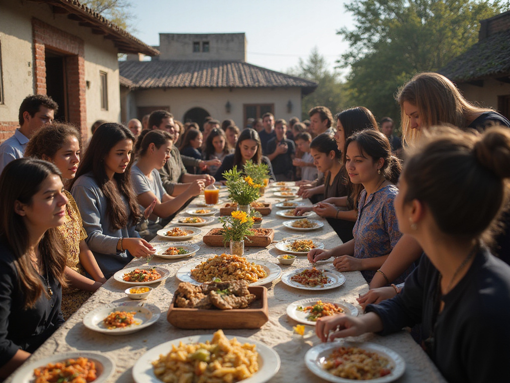 Diverse gathering celebrating traditional activities on Viernes Santo