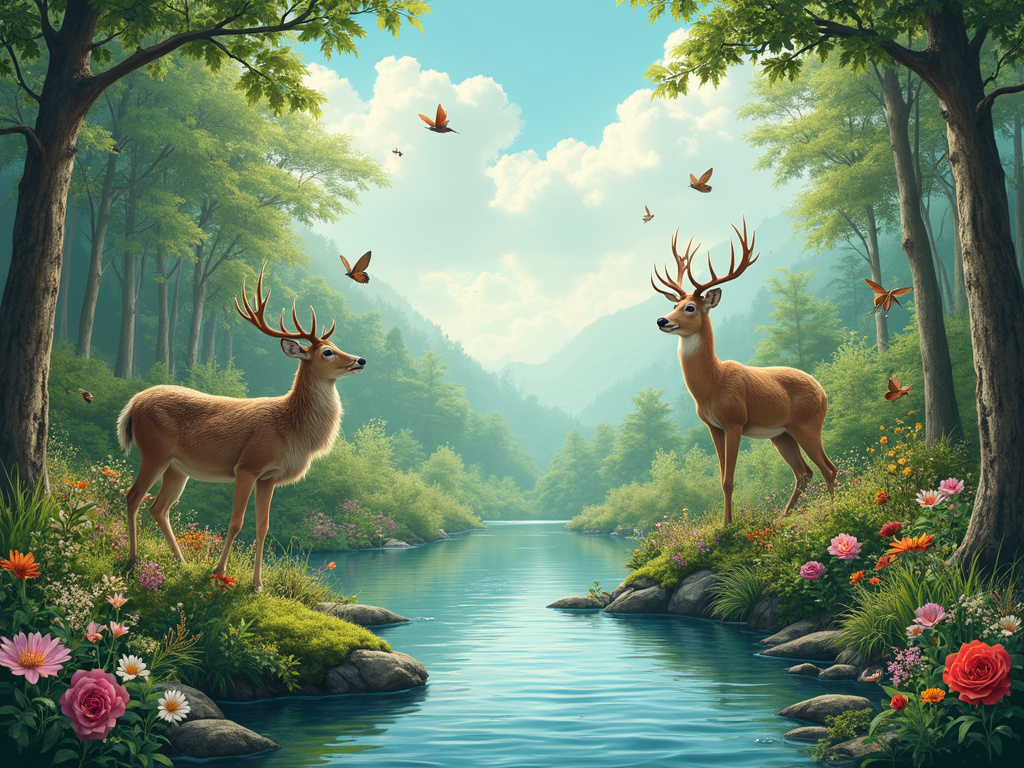 Illustración educativa de qué es un ecosistema próspero y balanceado